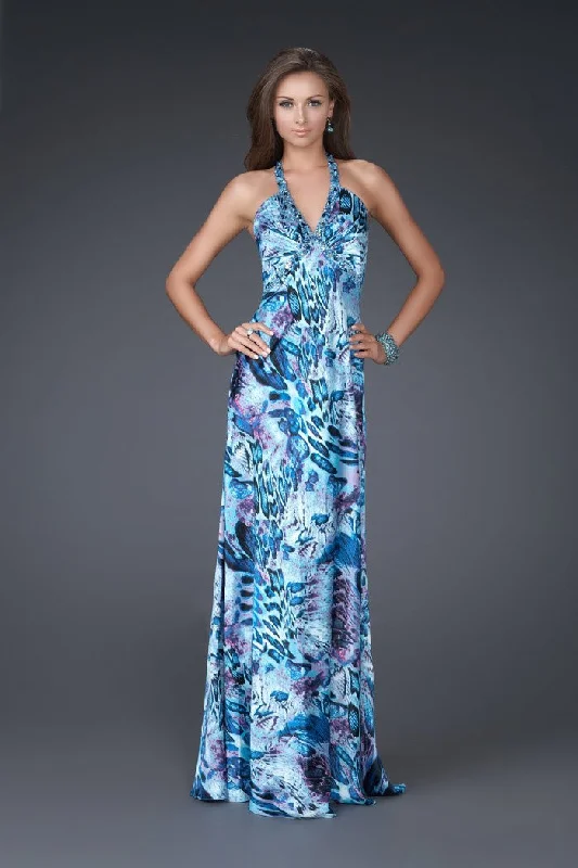 Feminine Dresses for Women in Bold Prints La Femme - 16270 Embellished V-Neck Long A-line Gown Feminine Dresses for Women in Bold Prints La Femme - 16270 Embellished V-Neck Long A-line Gown
