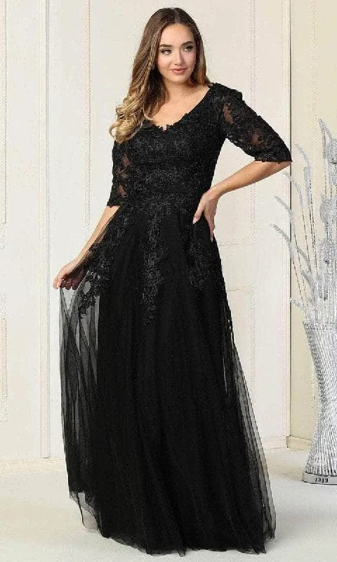 Trend Alert May Queen - V-Neck Beaded Lace Evening Gown MQ1859 - 1 pc Black In Size 5XL Available