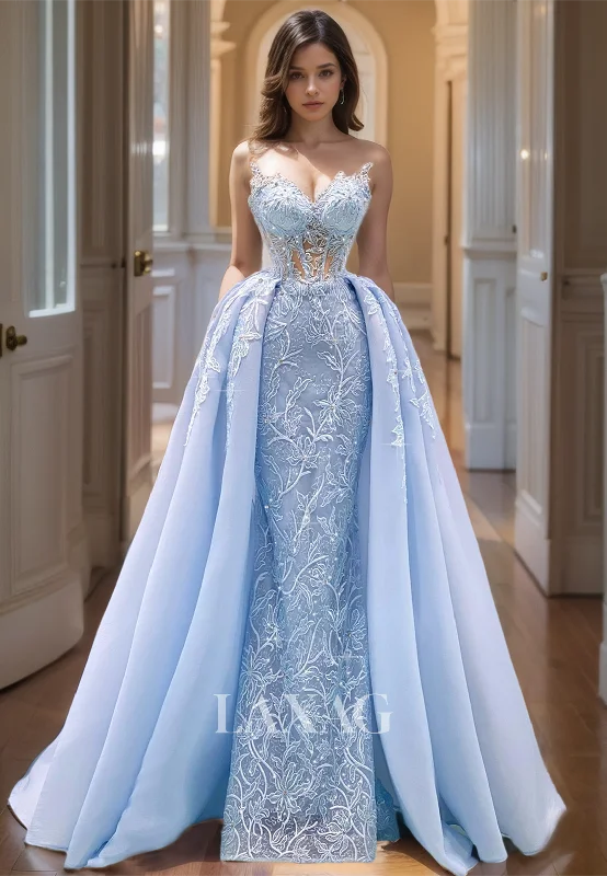 Chic Casual Style A-Line Sweetheart Sleeveless Prom Dress Floor-Length Beaded Formal Gowns with Floral Appliqued Chic Casual Style A-Line Sweetheart Sleeveless Prom Dress Floor-Length Beaded Formal Gowns with Floral Appliqued