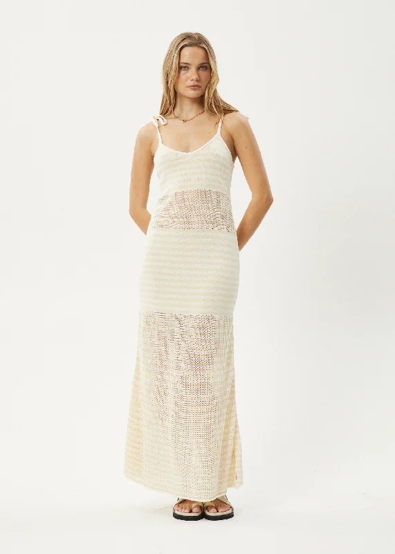 Evening Looks AFENDS Womens Claudia - Knit Maxi Dress - White / Sand