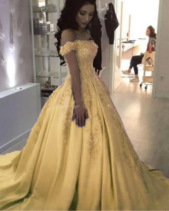 Trendy Threads Off the Shoulder yellow Ball gown Girls Sweet 15 Dresses for Quinceanera Prom Gown cg23292 Trendy Threads Off the Shoulder yellow Ball gown Girls Sweet 15 Dresses for Quinceanera Prom Gown cg23292