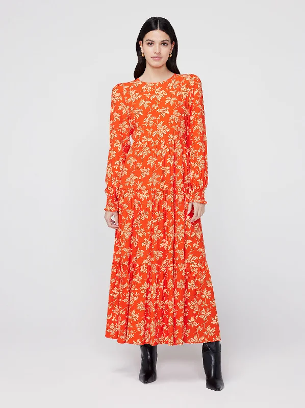Casual Chic Nicole Chilli Vintage Leaf Print Maxi Dress