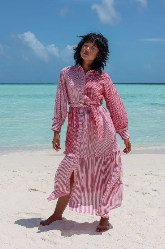 Hollywood Glam Award - Show Style Semi formal button down tier dress with belt attachment.