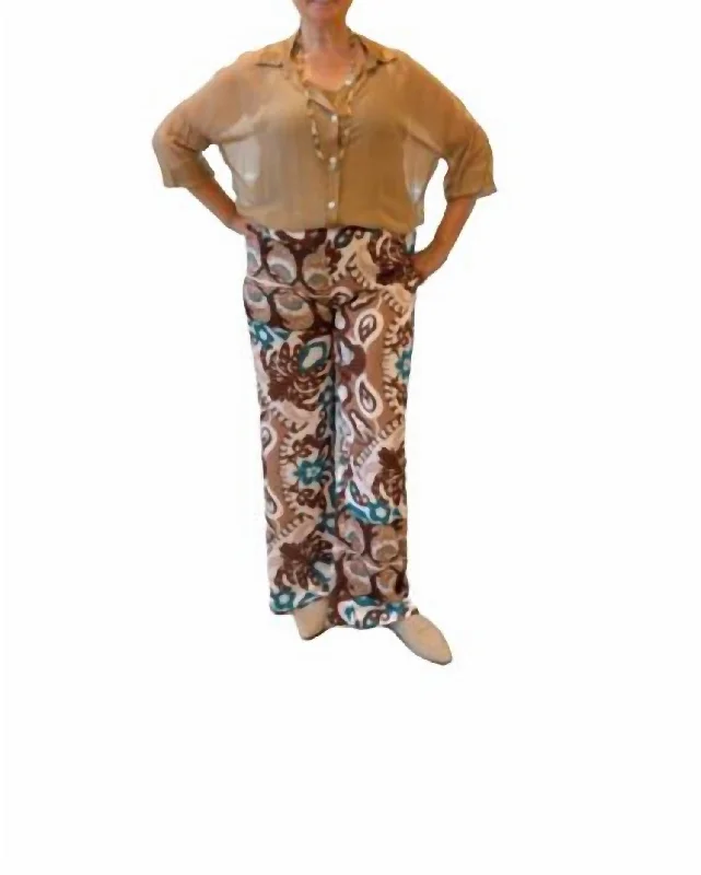 Clothing Sales Quartz Silky Boho Pants In Brown Multi