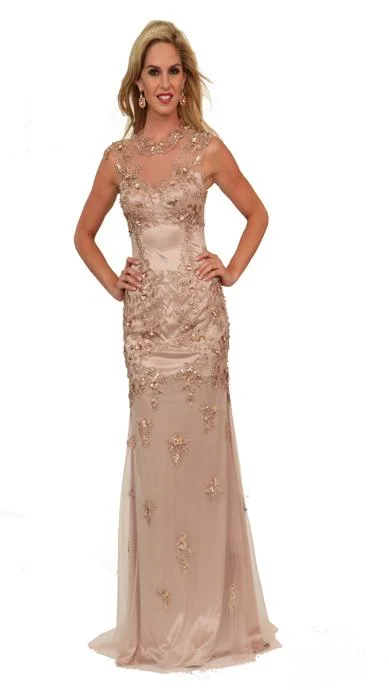 Fashionista Favorites Atria Dresses - Ac667542 Jewel Neck Gown - 1 pc Dusty Rose in Size 2 Available