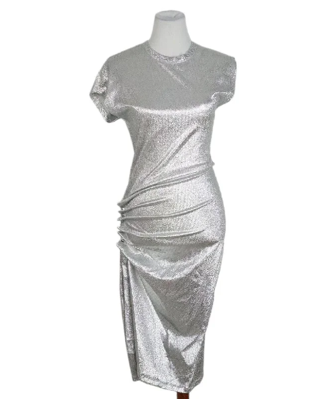 Unique Women's Fashion Pieces Paco Rabanne Silver Lurex Dress sz 4