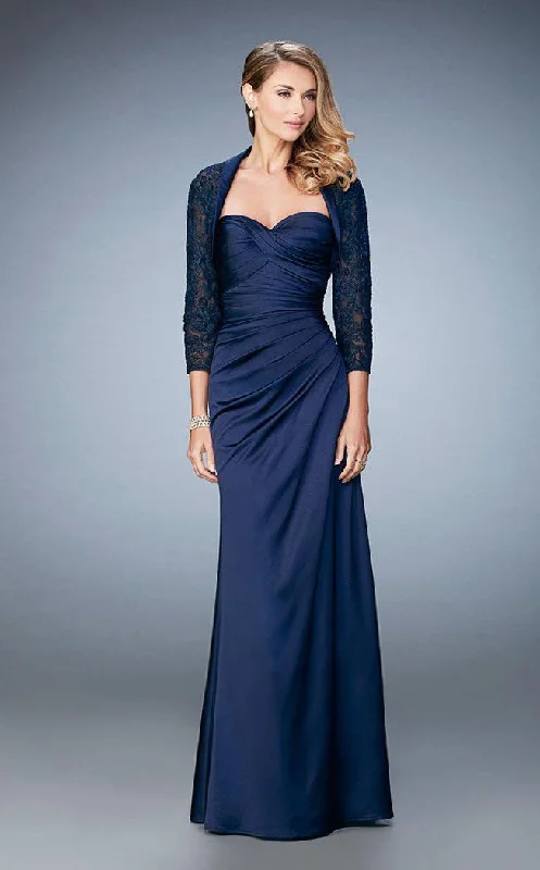 Chic And Trendy La Femme Strapless Ruched Sheath Gown with Jacket 21776