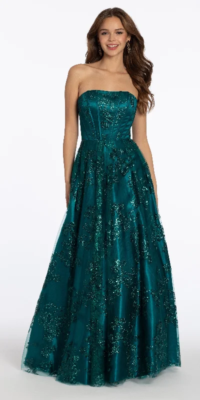 Unleash Your Trend Driven Style Strapless Glitter Mesh Corset Ballgown
