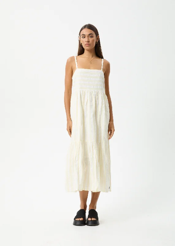 Comfortable Clothes AFENDS Womens Splice - Maxi Dress - White / Lemongrass