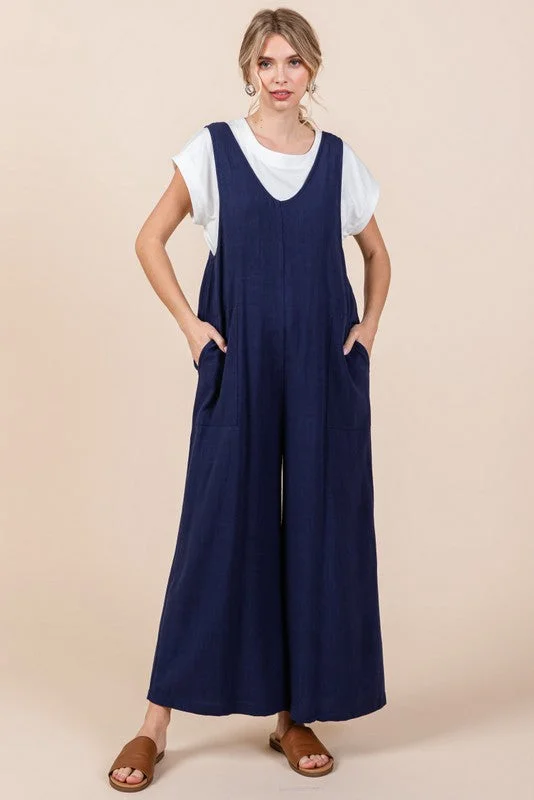 Casual Yet Stylish Separates Navy Linen Jumpsuit