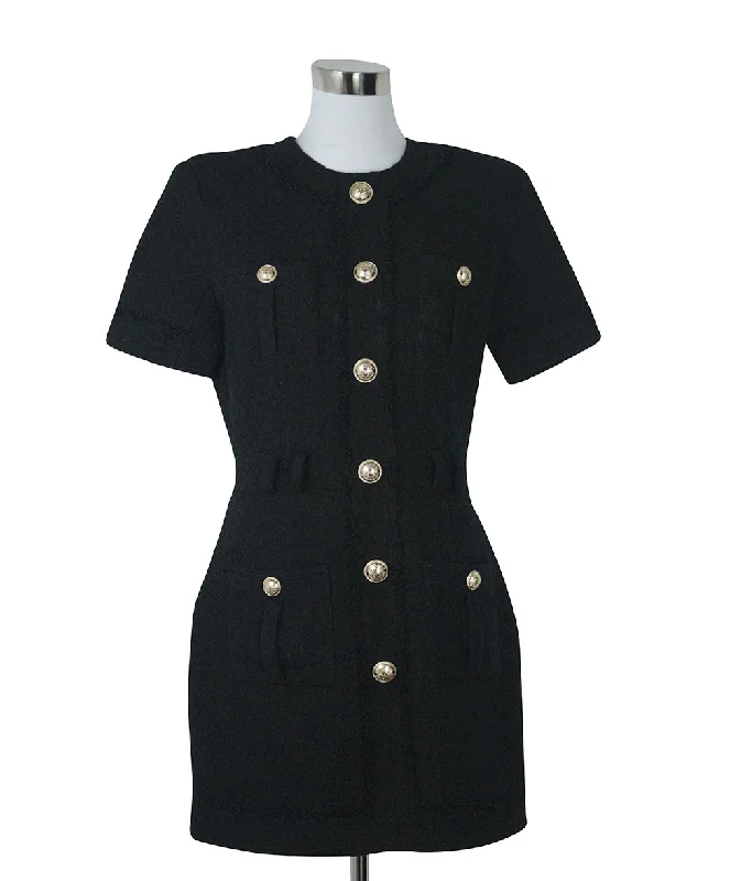 Hot Trends Balmain Black Dress w/ Gold Buttons sz 4