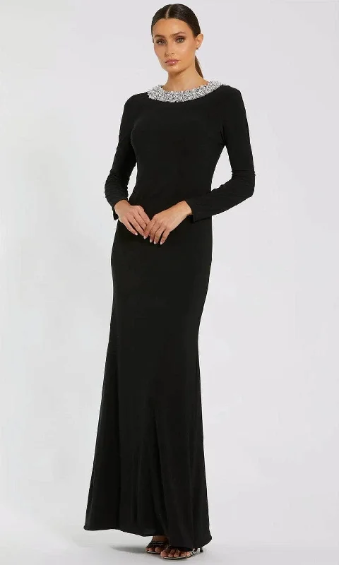 Flash Sale Clothing Ieena Duggal 49951 - Long Sleeve Beaded Neckline Evening Gown