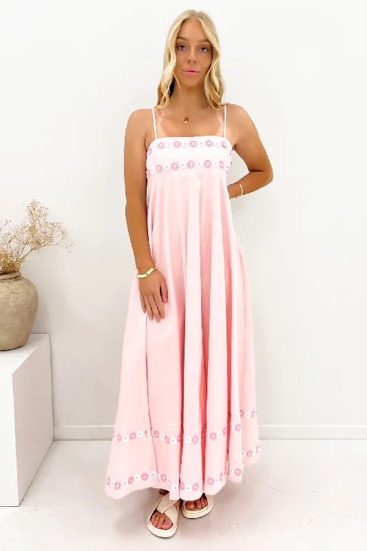 Budget Friendly Gemma Maxi Dress Pink Flowers