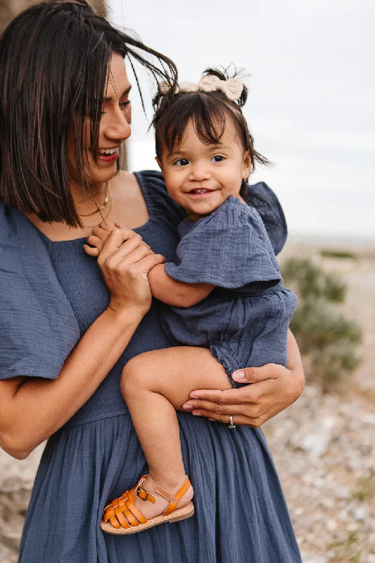 Style Beyond Borders Baby Lennon Romper in Dusty Blue - FINAL SALE