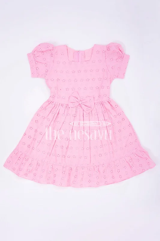 Rocker Chic Fashion Pink Cotton Chikankari Embroidered Frock for Girls  Nesavu