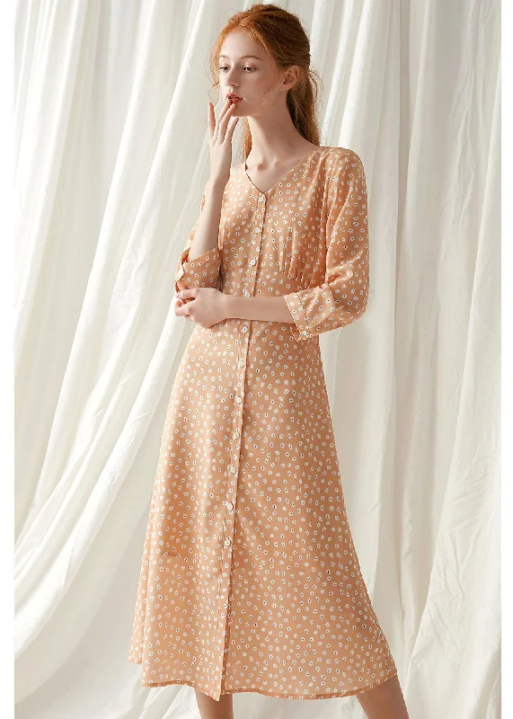 Comfy Women’s Outfits for Daily Wear French light orange floral blended outfit tie waist Traveling fall Dresses Comfy Women’s Outfits for Daily Wear French light orange floral blended outfit tie waist Traveling fall Dresses