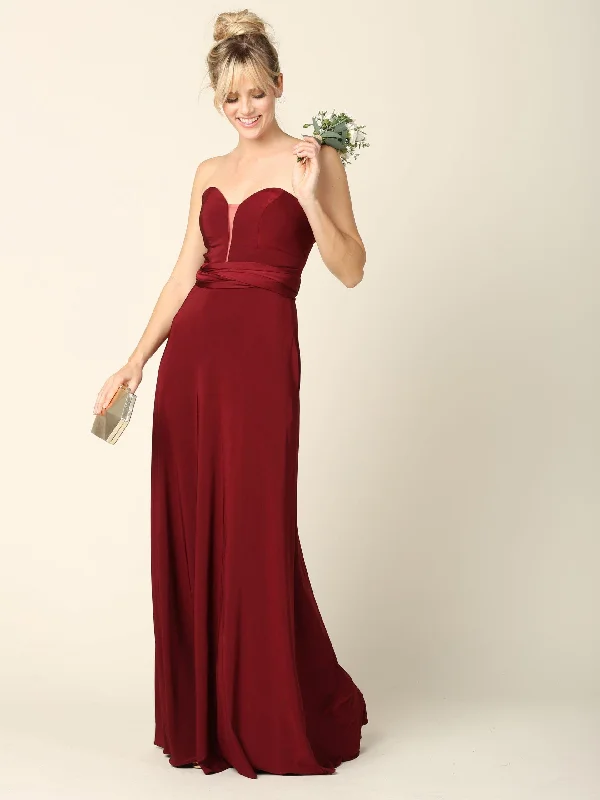 Bold and Elegant Women’s Fashion Long Formal Bridesmaids Convertible Wrap Dress
