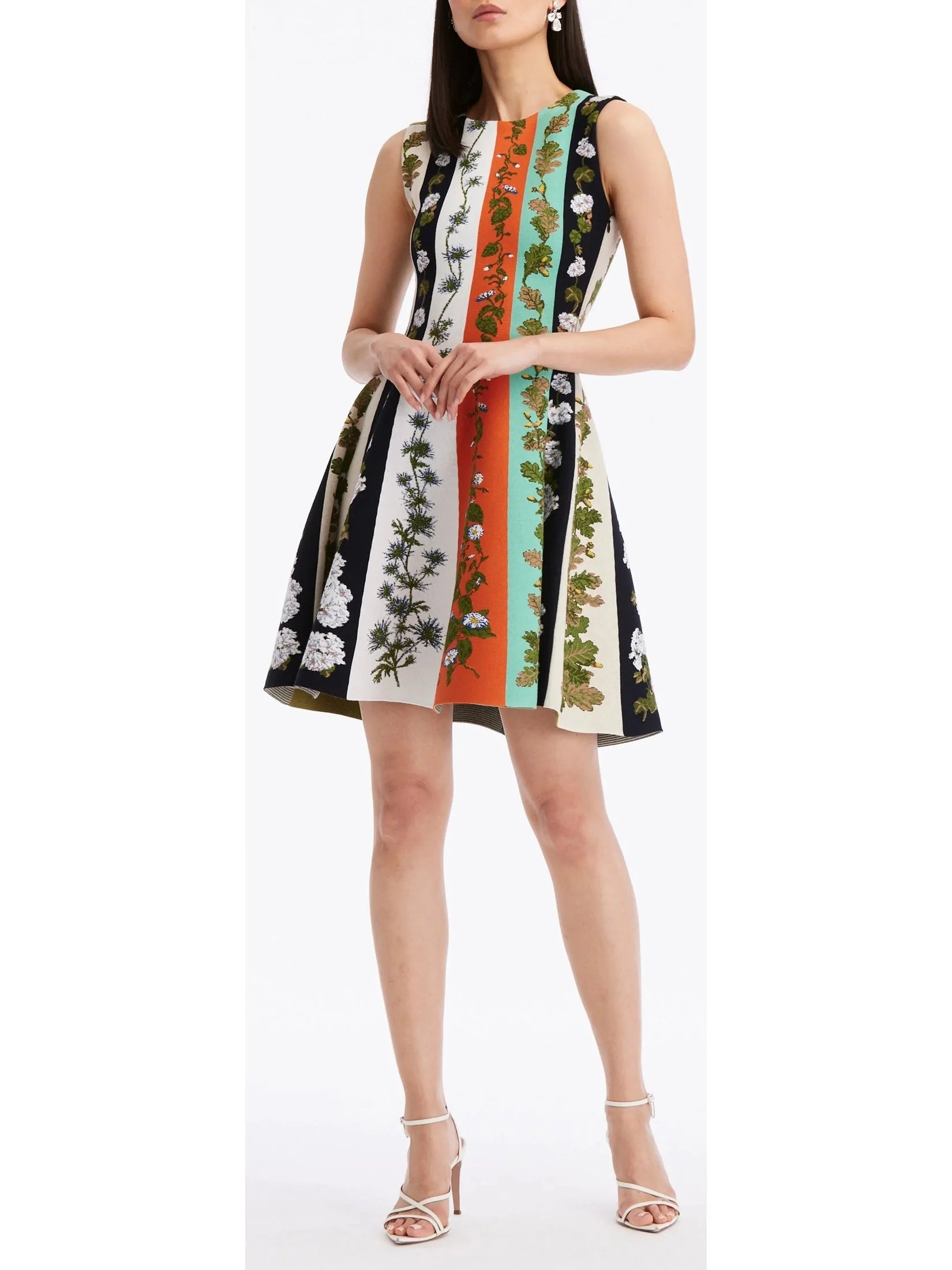 Everyday Wear Botanical Striped Jacquard Mini Dress