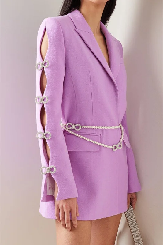 End of Season Sale Solid Color Bow Decor Cutout Sleeve Rocking Mini Dress