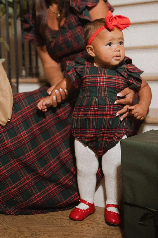 Dive Into Trendy Styles Baby Hattie Romper in Green Plaid - FINAL SALE