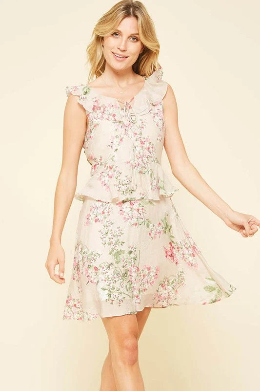 Odd Size Clearance Sale Floral Ruffled Dress