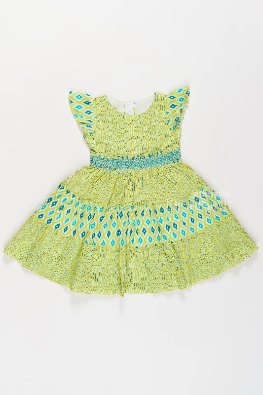 Women's Clothing Online Sale Cotton Umbrella Frock for Girls with Ikat Print and Pleated Skirt Women's Clothing Online Sale Cotton Umbrella Frock for Girls with Ikat Print and Pleated Skirt