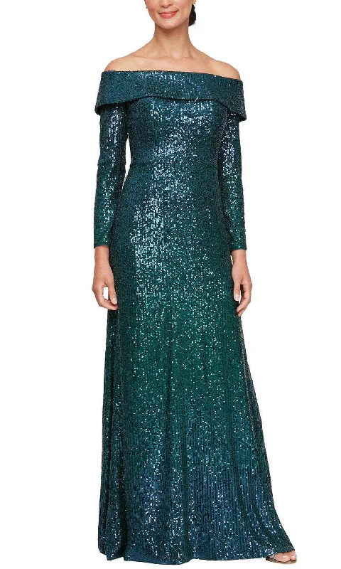 Fashion For Every Occasion Alex Evenings 8196947 - Long Sleeve Off-Shoulder Evening Gown