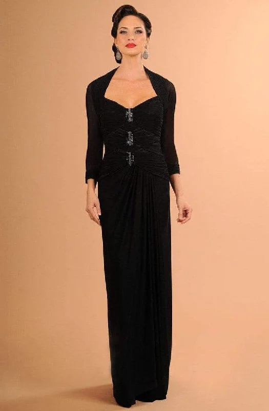 Comfortable Loungewear for Women Alexander by Daymor 611 Jeweled Bolero A-Line Gown - 1 pc Black in Size 18 Available