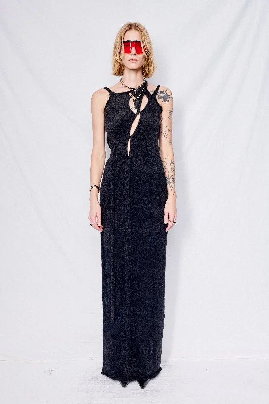 Clothing Brands Black Strappy Knit Maxi Dress