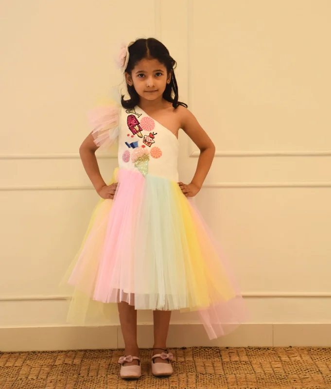 Trend Setting Wardrobe Pre-Order  Multi Colour High Low Dress  for Girls