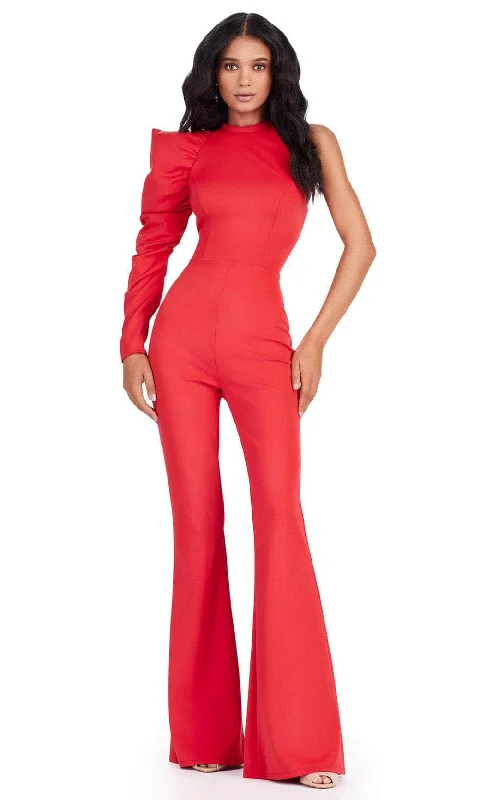 Trendy Styles Ashley Lauren 11531 - Puff Sleeve High Neck Jumpsuit