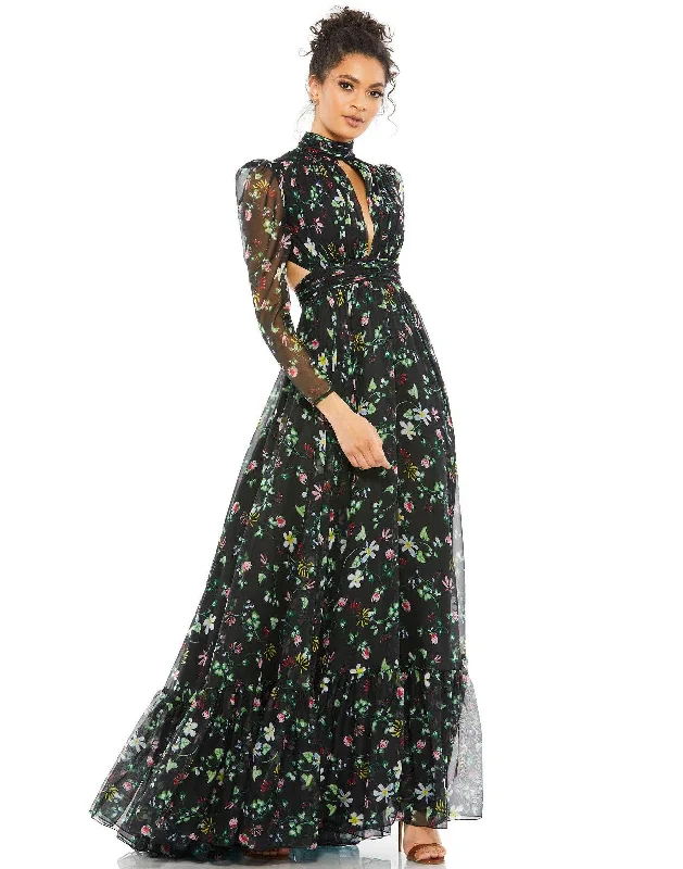 Sophisticated Fashion Mac Duggal 67942 Long Sleeve Formal Floral Dress