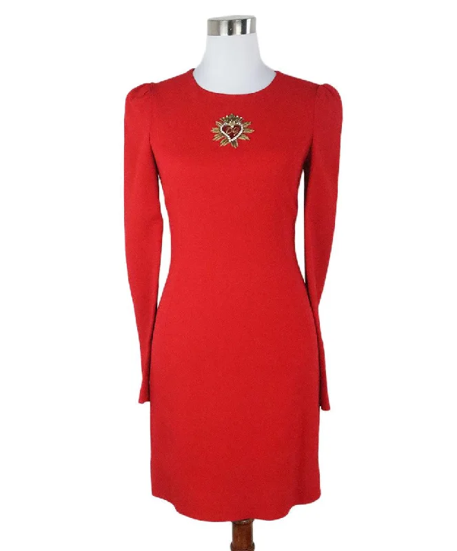 Step Ahead, Lead The Trend Dolce & Gabbana Red Dress w/ Gold Embroidery sz 2