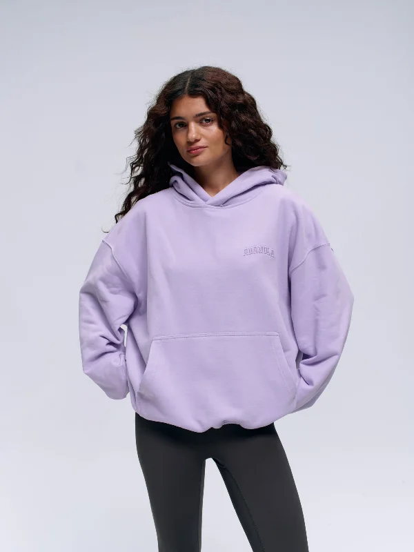 Fashion Frontiers Varsity Oversized Hoodie - Lilac Purple