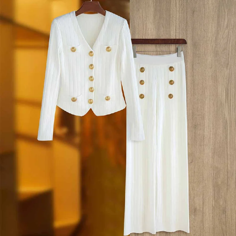 Elegant Clothing Women's Knitted Pantsuit Wedding Suit