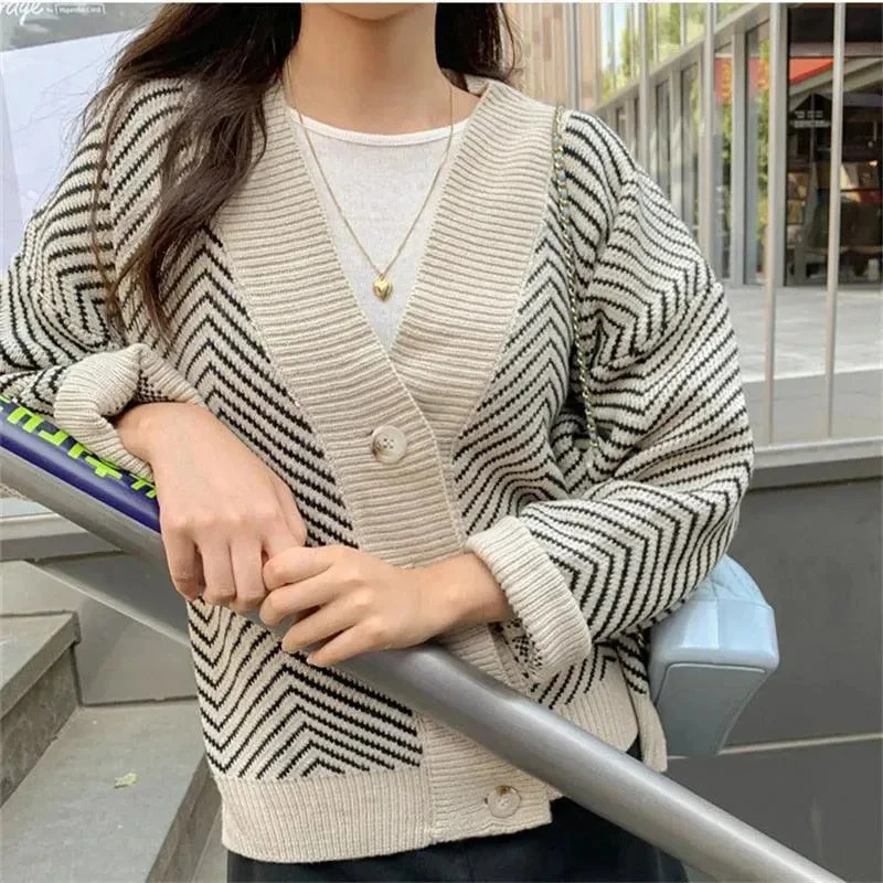 Online Boutiques Best Striped Oversized Women Cardigan