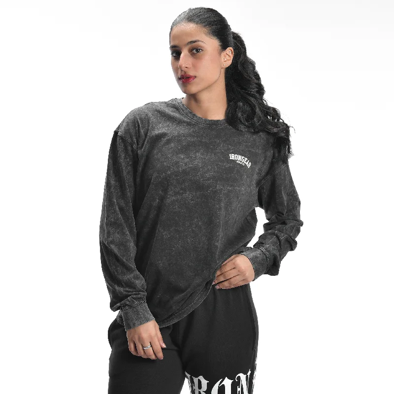 Women's Urban Fashion Women's Stone Wash Long Sleeve Tee