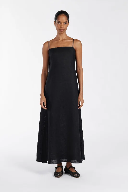 Holiday Discount JEM BLACK LINEN MAXI DRESS