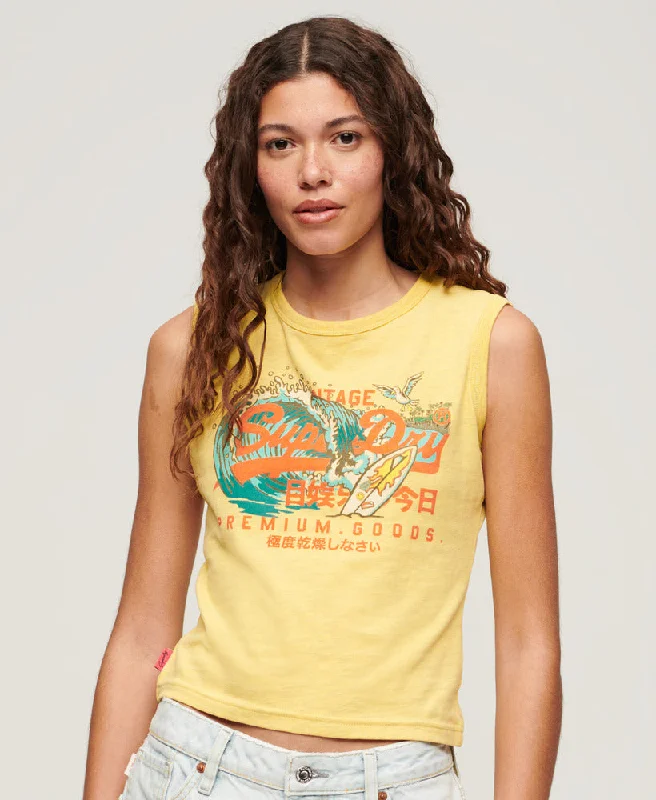 Limited Time Offer La Vintage Logo Graphic Slim Vest Top | Sun Yellow Marle