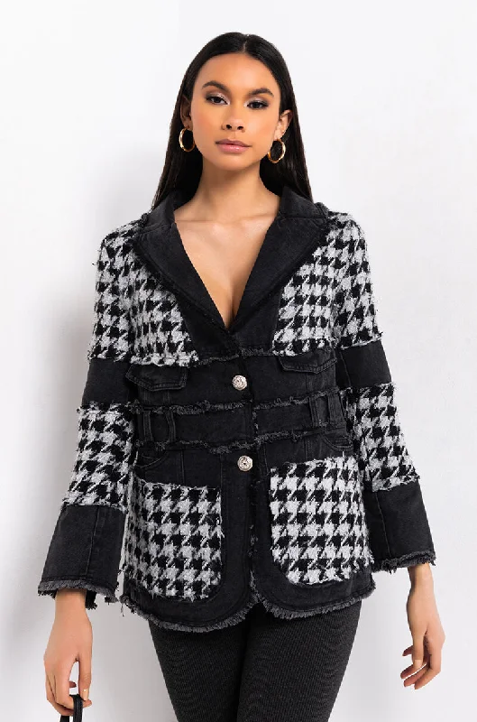 Plus Size Women’s Fashion and Clothing JUST GIMME THE LIGHT HOUNDSTOOTH PUFFER COAT