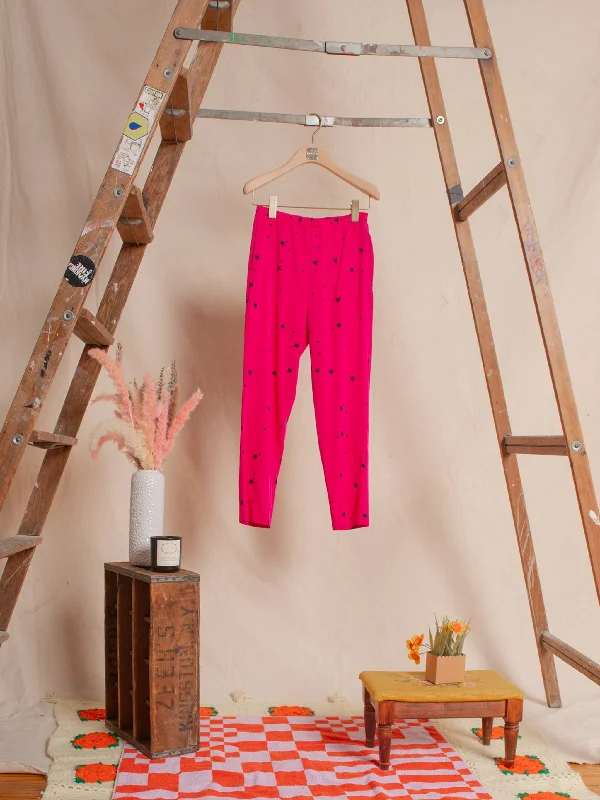 Discover Now Fuchsia Star Silk Pants-Sample