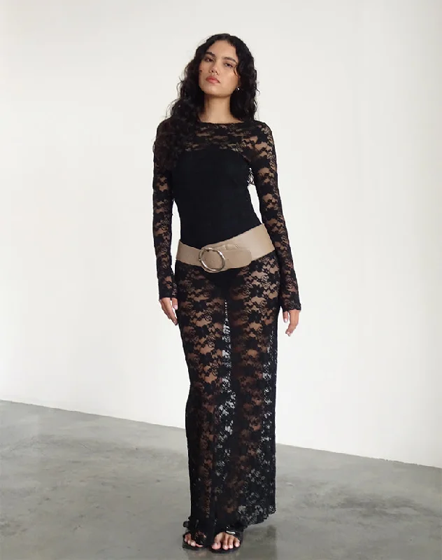 Online Shopping Boutiques Sophie Unlined Maxi Dress in Black Jasmine Lace