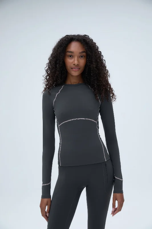 Get The Latest Trends Ultimate Long Sleeve Seam Detail Top - Graphite Grey