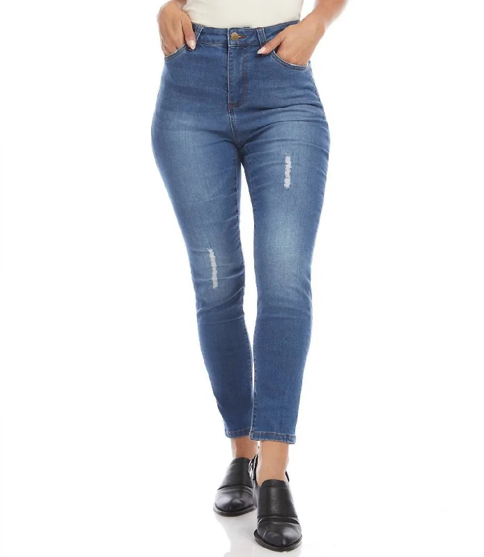 Must-Have Styles Lightly Destructed High Waist Jeans In Denim