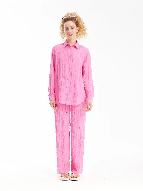 Mega Sales Blush Pink Crinkle Trousers