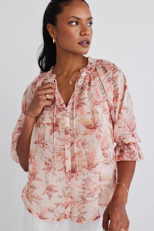 Style Revolution Surety Paradise Floral Button Through SS Blouse