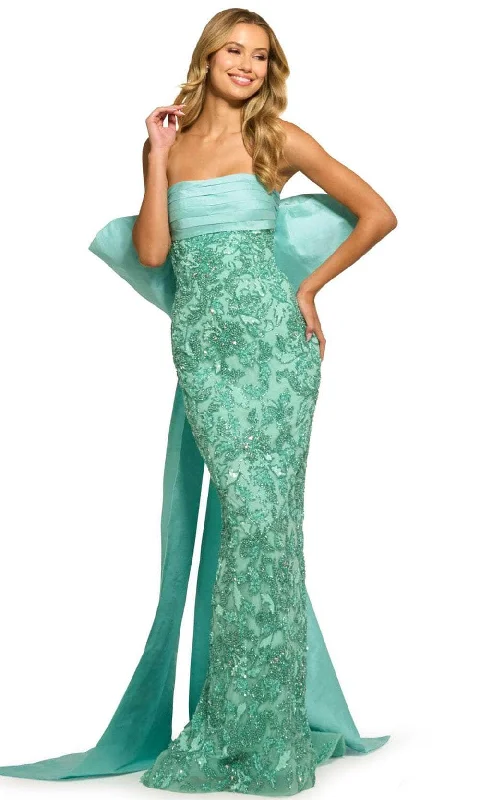 Luxe Women's Fashion Sherri Hill 55481 - Detachable Bow Strapless Evening Gown