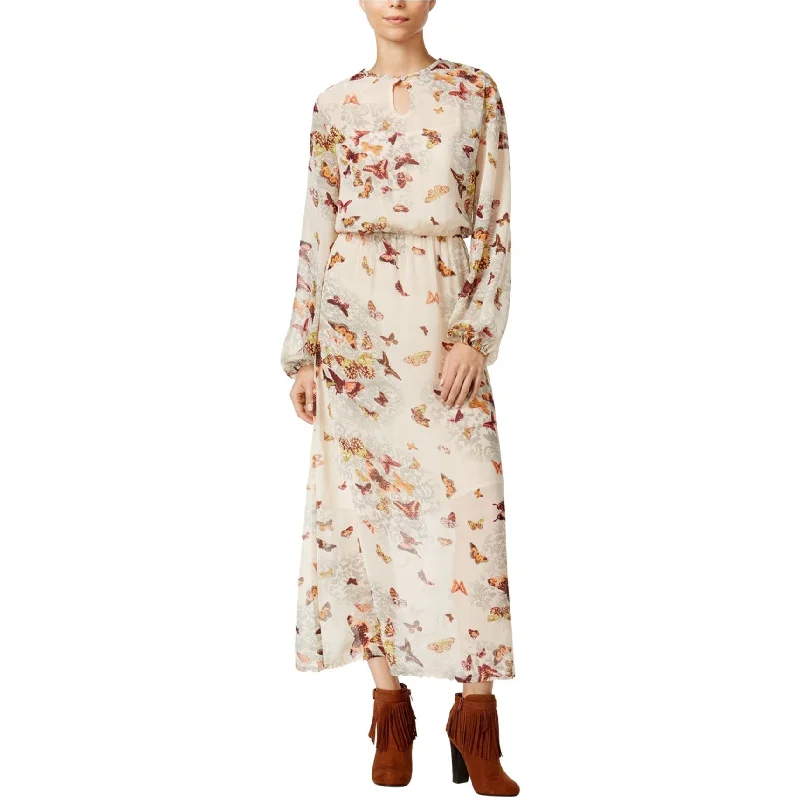 Women's Online Clothing Boutique Fair Child Womens Feather-Print Maxi Dress, Off-White, Small