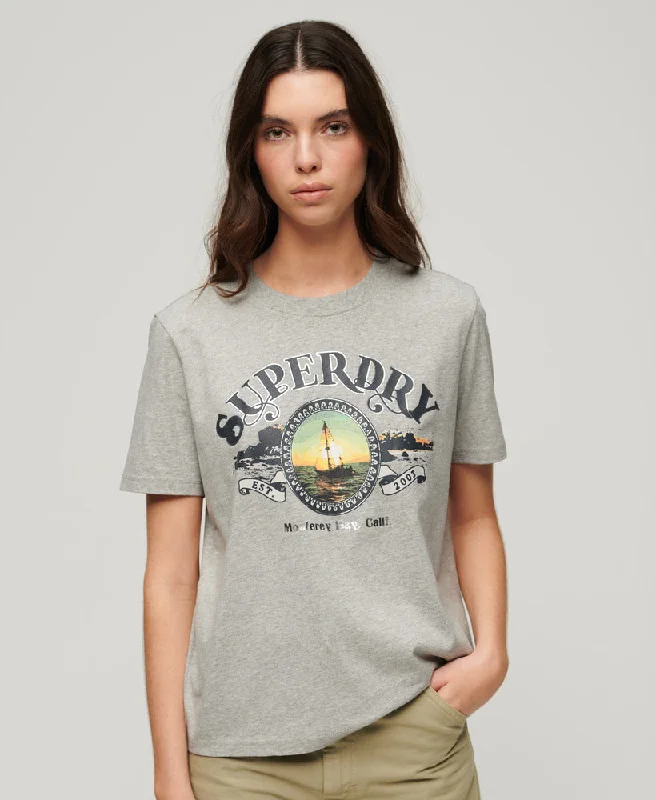 Premium Style Travel Souvenir Relaxed Tee | Pumice Stone Beige Marle