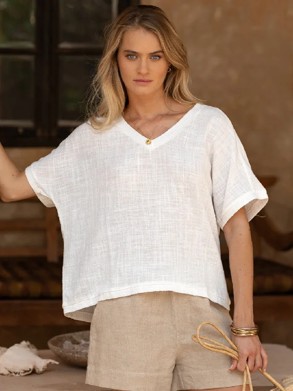 Urban Femme Streetwear Montego Cotton Top White